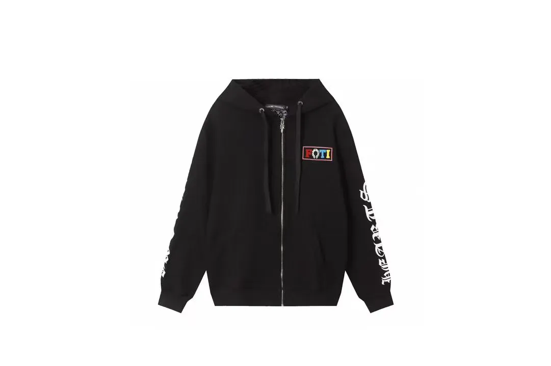 Q15—P230 -Chrome Hearts/Chrome Hearts printed zipper sweatshirt cardigan jacket -420 grams of high-density, high-quality wool, soft, delicate and skin-friendly, soft and silky to the touch, warm and skin-friendly -The hardware and zipper accessories are all customized and full of details -Colour: black -Size: S M L XL